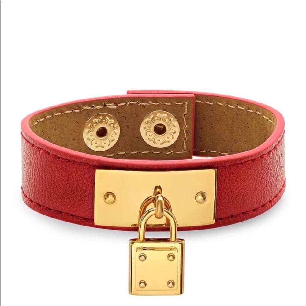 STEELTIME LEATHER PADLOCK BRACELET  6 1/2 - 7 1/2”